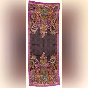 Absolutely Gorgeous Ralph Lauren Silk Scarf. 25” x 66” Color Purple Paisley